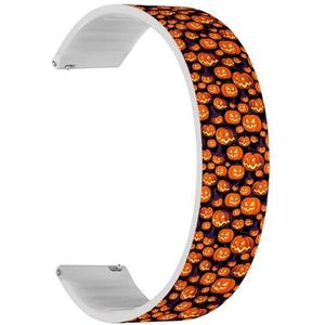 RYANUKA Solo Loop Band Compatibel met Amazfit GTR 2e / GTR 2 / GTR 3 Pro/GTR 3 / GTR 4 (Halloween Pumpkins On) Quick-Release 22 mm rekbare siliconen band band accessoire, Siliconen, Geen edelsteen