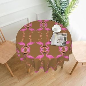 OTTKGGA Cartoon Flamingo 60 inch Ronde Tafelkleed Decoratieve Tafelhoes Waterdicht Wasbaar Feesten Bruiloften Home Decor