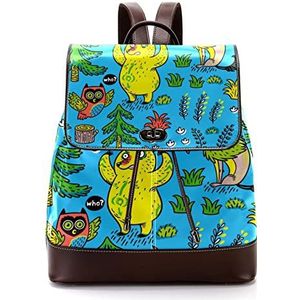 Gepersonaliseerde casual dagrugzak tas voor tiener blauwe vossen uil schooltassen boekentassen, Meerkleurig, 27x12.3x32cm, Rugzak Rugzakken