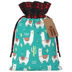 Alpaca Cactus Herbruikbare Gift Bag - Trekkoord Kerst Gift Bag, Perfect Voor Feestelijke Seizoenen, Kunst & Craft Tas
