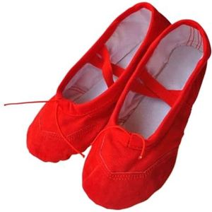 Zwarte Ballet Schoenen Effen Kleur Lederen Hoofd Indoor Trainen Schoenen Yoga Praktijk Slippers Gym Kinderen Canvas Ballet Dansschoenen Meisjes Vrouw Kids Ballet, Rood, 25 EU