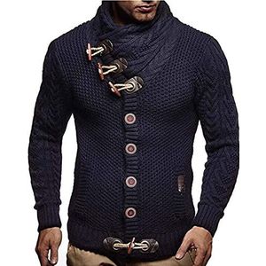 Wintertrui, Heren Herfst Winter Truien Streetwear Coltrui Gebreide(Dark Blue,XL)