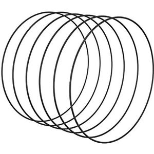 Worown 6Pcs 25Cm Bloemen Krans Hoepels, Zwart Metalen Ringen Voor Maken Bruiloft Krans Decor En Muur Opknoping Craft