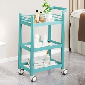 Rolwagen, medische wagenplank, salonkapperswagen met 4 wielen en ergonomische armleuningen, organizer voor stylingtools voor salon, spa, badkamer en schoonheidssalon(Green)