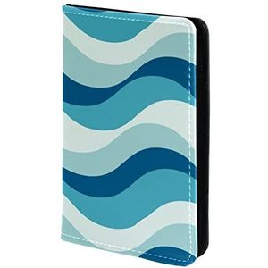 Gepersonaliseerde Paspoorthouder Paspoorthoes Paspoort Portemonnee Reizen Essentials minimalistische blauw-groene golf, Meerkleurig, 11.5x16.5cm/4.5x6.5 in