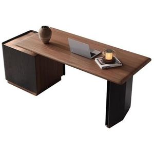 Modern computerbureau met 2 laden, thuiskantoor, werkstation, studeertafel voor kleine ruimte, massief houten pc-werktafel voor thuiswerken (100x50x