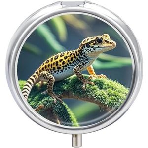 Leopard Little Gecko Kleine Pillendoos 3 Roosters Reizen Pillendoosje Draagbare Dagelijkse Pil Organizer met Anti-Mengen Ontwerp Gemakkelijk op te halen Medicijnen voor Medicatie, Vitamine
