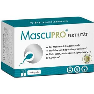 MascuPRO® vruchtbaarheid man | veganistisch | vruchtbaarheid + spermaproductie | 60 capsules | zink, selenium, L-carnitine, L-arginine | kinderwenstabletten