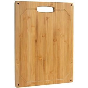 Bamboe snijplank hout 30x40 cm groot/met siliconen stopper, sapgoot en handvat