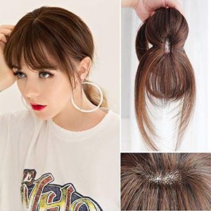 Mine Fringe Extension Haarstukje Clip in Snythetic Natuurlijke Topper Hand Gemaakt Rechte Wiglet Donkerbruin