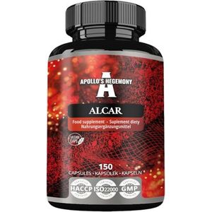 Acetyl L-Carnitine HCL 550 mg, ALCAR 150 Veganistische Capsules, 5 Maanden Bevoorrading, Aminozuursupplement met Hoge Sterkte, Ondersteunt Cognitieve Functies & Energieniveaus - Apollo's Hegemony