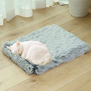 Waigg Kii Memory Foam Hondenkrat Matras, Grote Orthopedische Kalmerende Hondenbed Zachte Pluizige Faux Bont Slaapkussen voor Kleine Medium Grote Hond Kat L, Grijs)