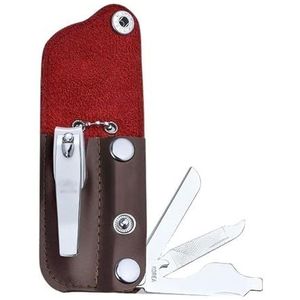 Draagbare nagelknipper Reisset Nagelknipperset met PU-lederen etui Multifunctionele manicureset met flesopener, nagelvijl en mes Manicure Pedicure Sets (Color : A)