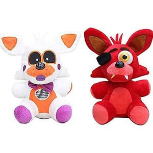 Zhongkaihua Lolbit + Foxy the Piraat Set Vijf Nights At Freddy's Pluche Set Fnaf Pluche Fnaf Pluche Fnaf Speelgoed Zuster Locatie voor Kinderen Kerstmis Nieuwjaar Verjaardagscadeau