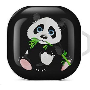 Big Face Panda Oordopjes Hoesje Compatibel met Samsung Hard Shell Beschermhoes Wit-Stijl