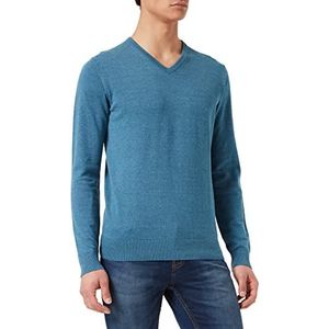 TOM TAILOR Basic trui heren 202212 Strickpullover V-Ausschnitt,28733 - Medium Blue Ashes Melange,M