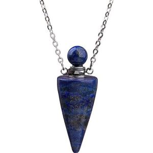 Spiritual Divination Pendulum For Dowsing Women Crystal Quartz Perfume Bottle Pendant Necklace Reiki Chakra (Color : Lapis Silver)