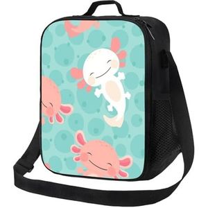 EgoMed Lunchtas, Duurzame Geïsoleerde Lunchbox Herbruikbare Tote Bag Koeltas Voor Werk SchoolKawaii Baby Leuke Axolotl