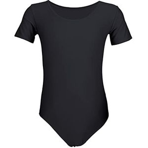Aquarti Meisjes Balletpak met Korte Mouw, Zwart, 116