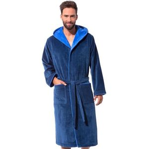 Morgenstern Badjas Heren I Velours I 100% Katoen I Capuchon I Lang Blauw M
