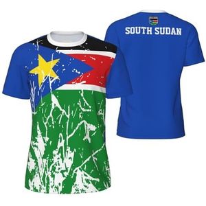 Sport T-Shirt Vintage Zuid-Soedan Vlag Graan (1) Tees 3D Gedrukt voor Fitness Running Voetbal, Meerkleurig, S