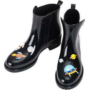 Tuinschoenen for dames, waterdichte regenlaarzen for dames - comfortabel interieur, brede kuitlaarzen for dames - gemakkelijk aan en uit te trekken(Black_39)