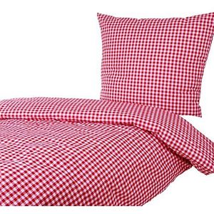 Hans-Textil-Shop Beddengoed 140x200 70x90 cm Vichy Karo 1x1 cm Rood katoen - geruit met ruitpatroon in landelijke stijl