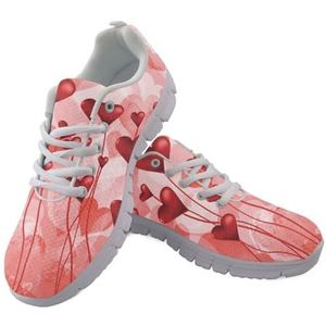 SCRAWLGOD Vrouwen Slip Op Trainers Verpleegkundige Tandheelkundige Schoenen Ademend Wandelen Werkschoenen Casual Mode Running Sneakers, Rode Hart Ballon, 45 EU