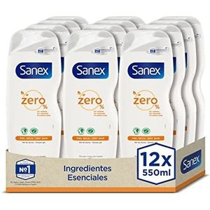 Sanex Zero% droge huid, douche- of badgel, hydraterend, 12 stuks x 550 ml