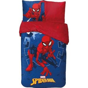 Spiderman beddengoed voor kinderen, omkeerbaar dekbedovertrek 140 x 200 cm, kussensloop 63 x 63 cm, 100% katoen (Spiderman-beddengoed - A, 140 x 200 cm)