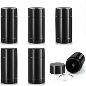 6 stuks ronde lege deodorantcontainers, plastic Twist-up deodorantflessen, navulbare lippenbalsem-buisjes voor doe-het-zelf deodorant, lippenbalsem, lippenstift, gemakkelijk te vullen (30 ml, zwart)