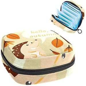 Maandverband Opbergtas,Draagbaar maandverband Opbergzakje, Helo Herfst Leuke Hedgehog_Artboard 10, Meerkleurig, 4.7x6.6x6.6 in/12x17x17 cm