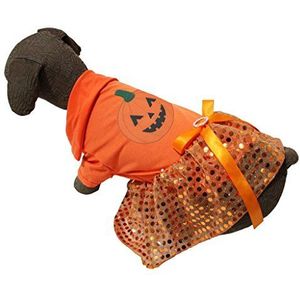 Halloween Pet Supply Pompoen Oranje Katoen T Shirt Pailletten Tutu Hond Jurk, Large, ORANJE