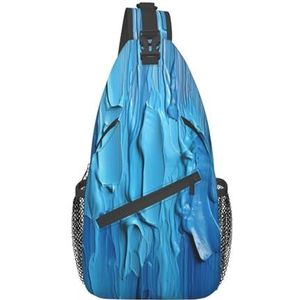 VducK Sling Bag voor Vrouwen Mannen Kleur Is Roze Print Crossbody Schoudertas Borst Schouder Rugzak Reizen Wandelen Dagrugzak, Blauw Houten, Eén maat