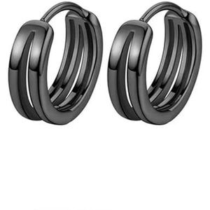 1 paar holle dubbele ring kleine hoepel oorbellen voor mannen vrouwen trend zwart zilverkleurig hip hop partij gotische oor sieraden