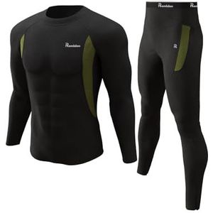 romision Thermisch ondergoed voor heren, lange onderbroek, fleece gevoerd, jachtuitrusting, onderste bovenset, basislaag voor koud weer cadeau, 1#-zwart, L