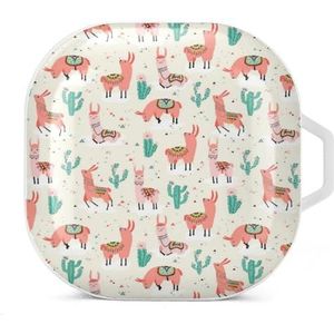 Llama on A Cloud Earbuds Case Compatibel met Samsung Hard Shell Beschermhoes Wit-Stijl