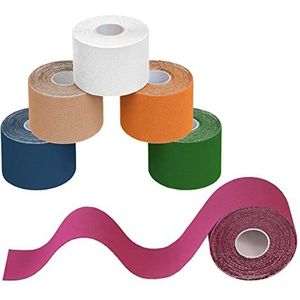 BB Sport 6 Stuck Kinesiology Tape 5 m x 5 cm Vele Kleuren E-book Applicatie Brochure Elastiek Spirien Tape Kinesiotape Set, Kleur:Veelkleurig