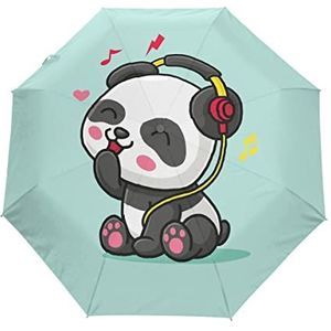 Muziek Panda Baby Leuke Paraplu Winddicht Automatische Opvouwbare Paraplu's Auto Open Sluiten voor Mannen Vrouwen