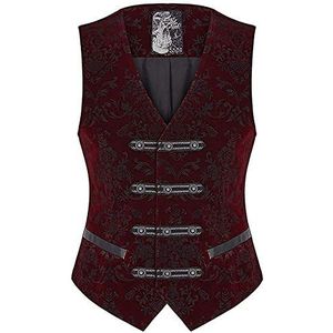 Punk Rave Mens Vest Taillejas Rood Damask Fluwelen Gotische Steampunk Aristocrat VTG