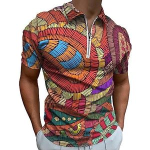 Paisley geborduurd patroon poloshirt voor mannen casual rits kraag T-shirts golf tops slim fit