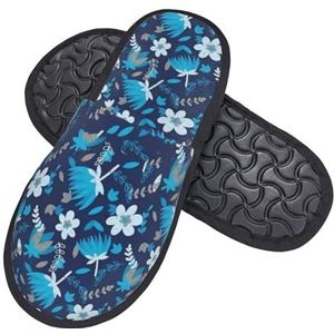 408 Thuis Slippers, Whimsy In Teal En Blauwe Slipper Microfiber Pluizige Slippers Unisex Katoenen Slippers Voor Outdoor House Volwassenen, Harige pantoffels 1052, 37.5/39 EU