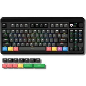 QPSJXN Wifi, mechanisch toetsenbord met OLED-display, draaiknop, hot-swap-schakelaars, Bluetooth 2,4 GHz, USB-C RGB gamer-toetsenbord, meerdere apparaten (zwart)