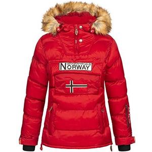 Geographical Norway BELANCOLIE LADY - Dames Warme Parka - Dikke Jas Hooded Faux Fur - Winter Wind Jacket - Korte Jas Met Warme Voering RODE L