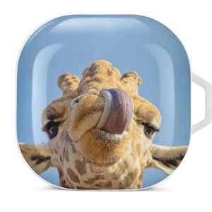 Giraffe hoofd met grappige tong oordopjes hoesje compatibel met Samsung hard shell beschermhoes wit stijl