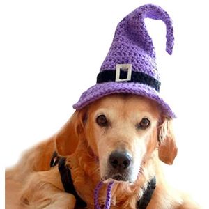 Halloween hond hoed, Halloween huisdier kostuum tovenaar hoed, Halloween kostuum feest cosplay decoratie aankleden foto rekwisieten (13,8-17,7 in)