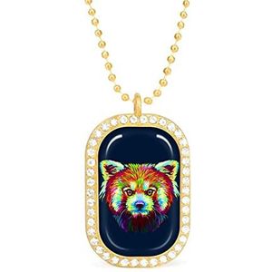 Rode Panda Grafische Kleur Portret Nieuwigheid Ketting Gepersonaliseerde Ketting Print Patroon Hanger Met Ketting Zilver Goud Gift Voor Vrouwen Mannen