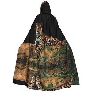 OdDdot heksenmantel, Afrikaanse Wildlife Luipaard op Rock print Hooded Mantel voor Vrouwen, Volwassen Halloween Kostuums Cape, Heks Cosplay cape
