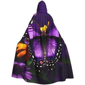 SSIMOO Paarse vlinder en bloem volwassen Halloween party cape - perfect voor kostuumfeesten en cosplay