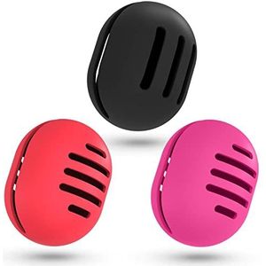 Fauxomor Make-up Spons Houder,3 Stuks Dubbelzijdige Ademende Siliconen Beauty Blender Houder voor Reizen,Hergebruikbare Make-up Spons Reizen Case voor Alle Spons,Wasbaar,Zwart+Rood+Roos Rood